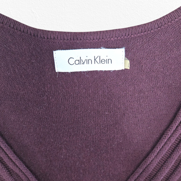 Calvin Klein Purple Ribbed Knit Fit & Flare Sweater Dress Long Sleeve Size Large - Picture 6 of 9